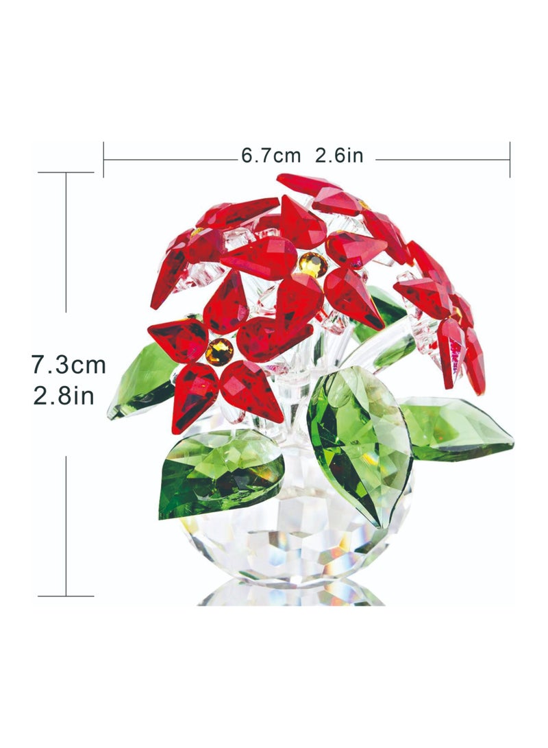 RARELY Crystal 6 Red Heads flower Handicraft Ornament Decorative Gift - Image 5