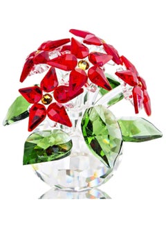 RARELY Crystal 6 Red Heads flower Handicraft Ornament Decorative Gift  - Image 2