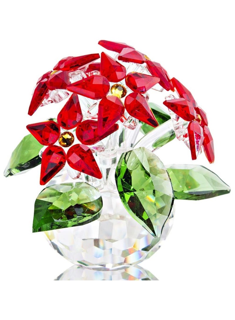 RARELY Crystal 6 Red Heads flower Handicraft Ornament Decorative Gift - Image 2