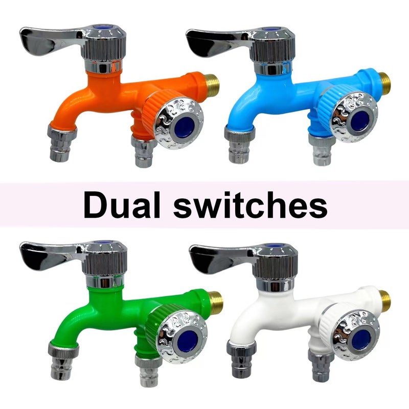 Dual Control Faucets Double Outlets Water Tap Universal Interface Connector Sink Faucets Home Bathroom Hose Irrigation Fitting Garden Watering Supplies - Image 3