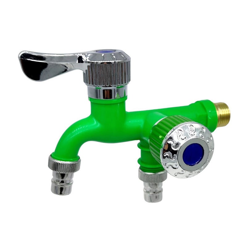 Dual Control Faucets Double Outlets Water Tap Universal Interface Connector Sink Faucets Home Bathroom Hose Irrigation Fitting Garden Watering Supplies - Image 1