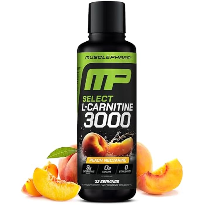 MusclePharm Muscle Pharm L-Carnitine 3000, The Ultimate Liquid L Carnitine Supplement for High-Performance, Supports Metabolism, Hydration & Energy, Zero Sugar, Low Calories, Peach Nectarine Flavor, 32 Servings - Image 1