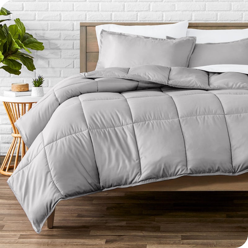 Bare Home Comforter Set  Queen Size  UltraSoft  Goose Down Alternative  Premium 1800 Series  All Season Warmth Queen Light Grey