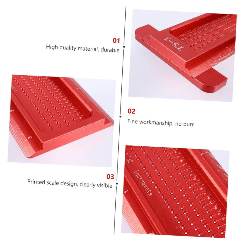 Accurate Woodworking Scriber Hole Positioning Gauge Red Precise Layout Ruler - Image 4