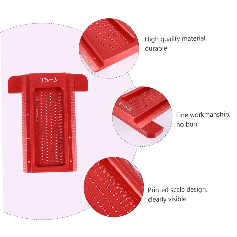Accurate Woodworking Scriber Hole Positioning Gauge Red Precise Layout Ruler - Image 5
