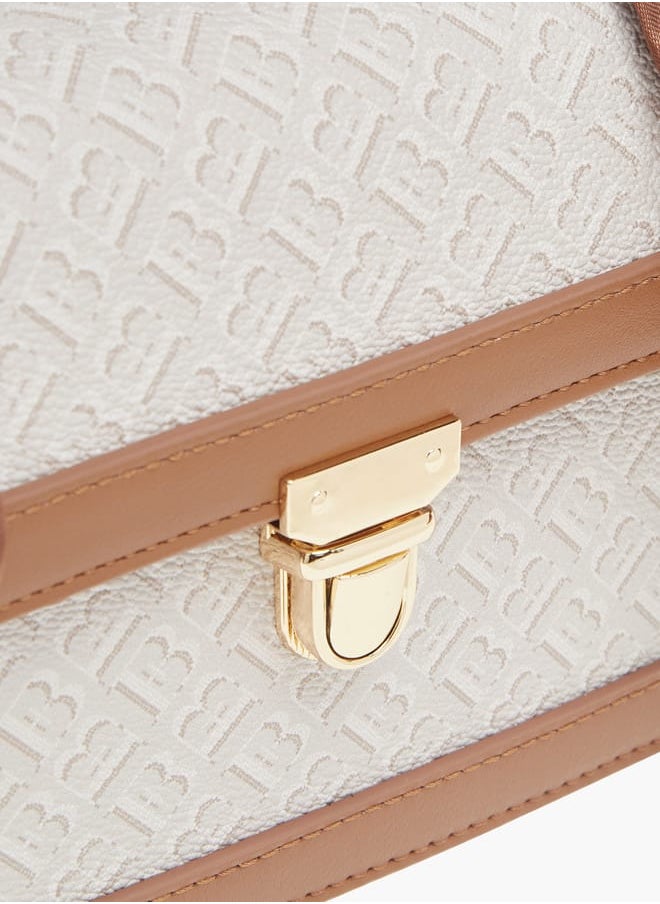 Flora Bella By Shoexpress Womens Monogram Print Satchel Bag With Grab Handle And Tuck Lock Closure  - Image 3