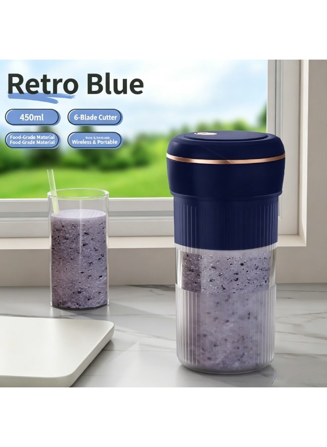 VENTRA 450ml Portable Blender, 6‑Blade Food‑Grade Wireless Rechargeable Juicer Cup - Image 1