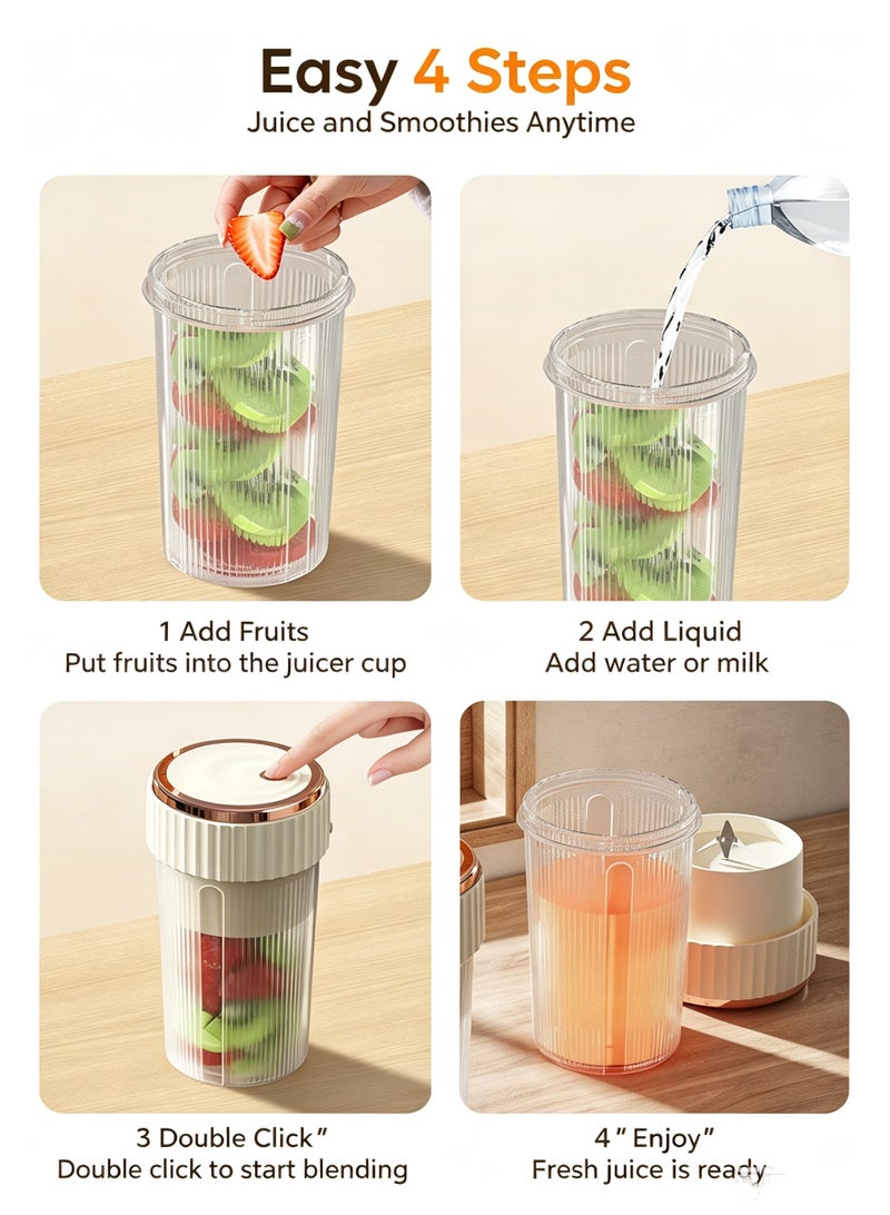 VENTRA 450ml Portable Blender, 6‑Blade Food‑Grade Wireless Rechargeable Juicer Cup - Image 5