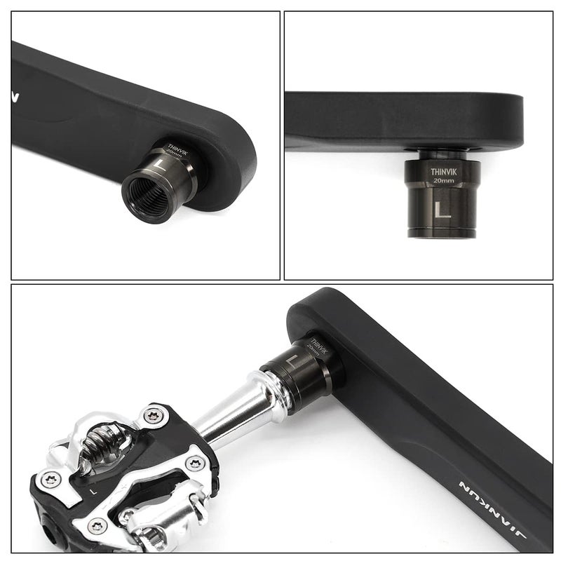 Thinvik Titanium Alloy Bike Pedal Extenders, Extended Pedal Spacer for 9/16 inch Bike Pedals, Pedal Extensions - Extended 20mm/ 0.79in - Image 2
