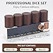 RERIVER 5 Pack PU Leather Dice Cups Velvet FeltLined Shaker Cups with 25 Dot Dice for Bar Party Yahtzee Farkle Dice Games Brown - Image 4
