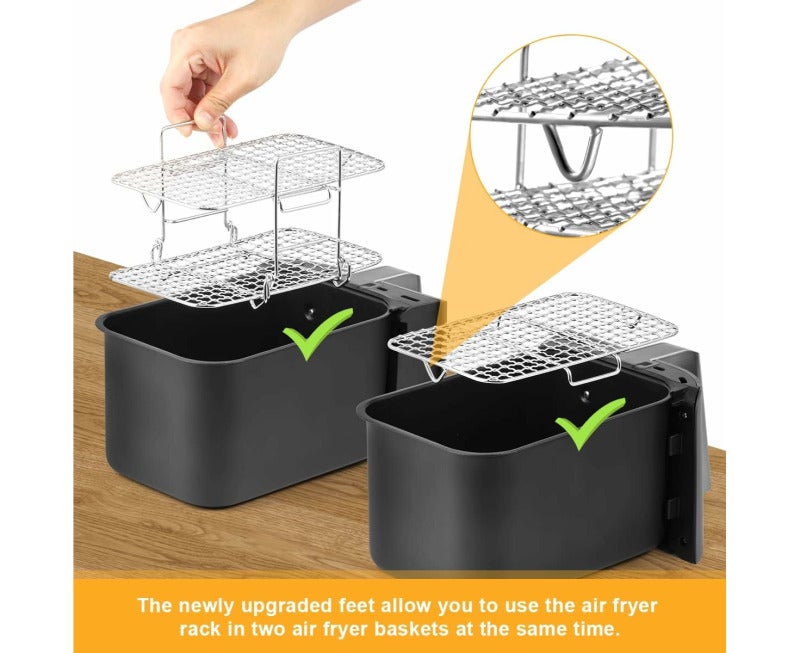 Air Fryer Rack 3-Tier Food Grade Stainless Steel - High Temperature Resistant Dehydrator Rack for Ninja Air Fryer AF300UK AF400UK, Dehydrated Fruit Beef Jerky - Image 4