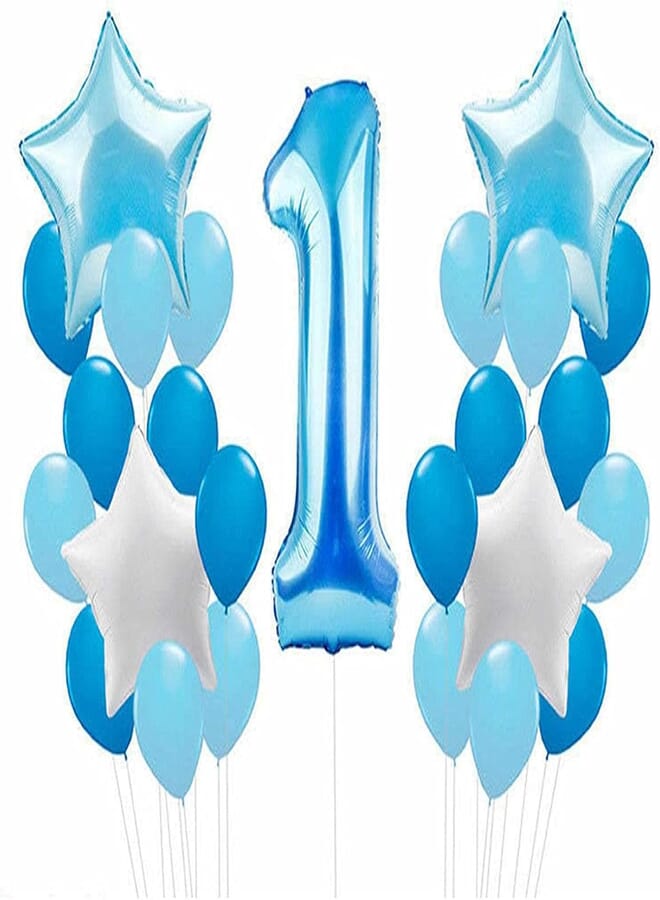 Secret Foil Latex Blue Balloons Set 1st Birthday Party Decorations Boy