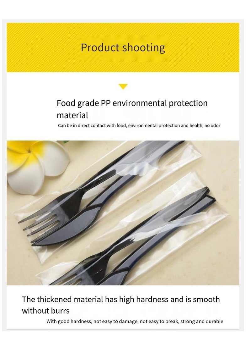 10 Sets 3 in 1 Knife, Fork and Paper Towel Set Disposable Plastic Cutlery Set - Image 2
