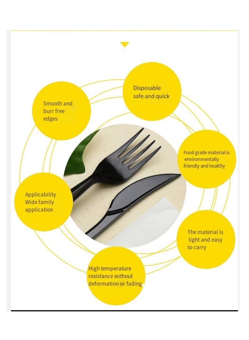 10 Sets 3 in 1 Knife, Fork and Paper Towel Set Disposable Plastic Cutlery Set - Image 3
