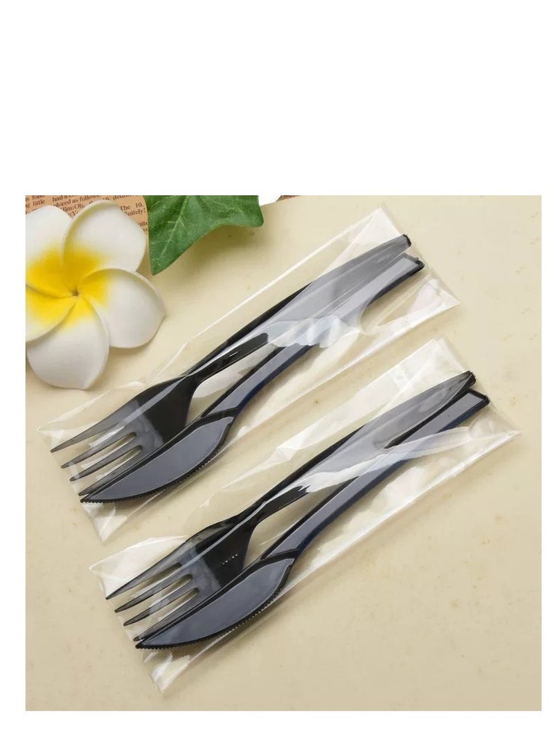 10 Sets 3 in 1 Knife, Fork and Paper Towel Set Disposable Plastic Cutlery Set - Image 4