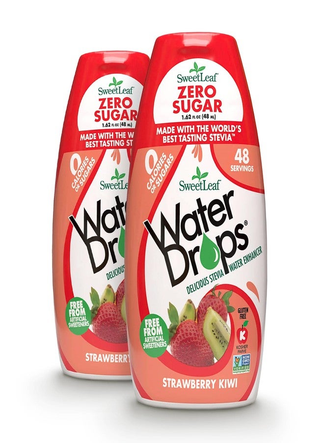 SweetLeaf Water Flavoring Drops - Stevia Water Enhancer, Sugar Free, Zero Calorie Water Additive, Contains Monk Fruit Extract, Gluten Free, Keto Friendly - Strawberry Kiwi, 1.62 Fl Oz (Pack of 2) - Image 1