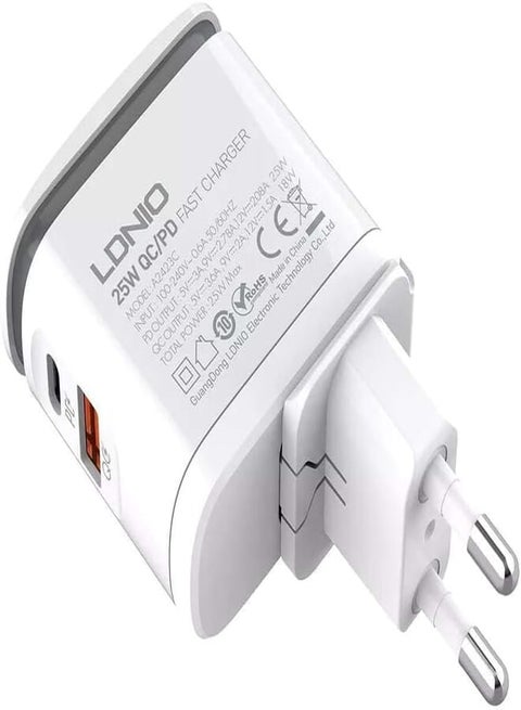 Ldnio Charger A2423C - EU - With Type C-Type C Cable - White