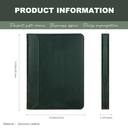 AZXCG Genuine Leather Portfolio Binder for Men& Women,Portfolio Organizer with Zipper,Leather 3 Ring Binder for iPad Pro 12.9,Business Portfolio for Men,Gift for Father's Day - Image 2