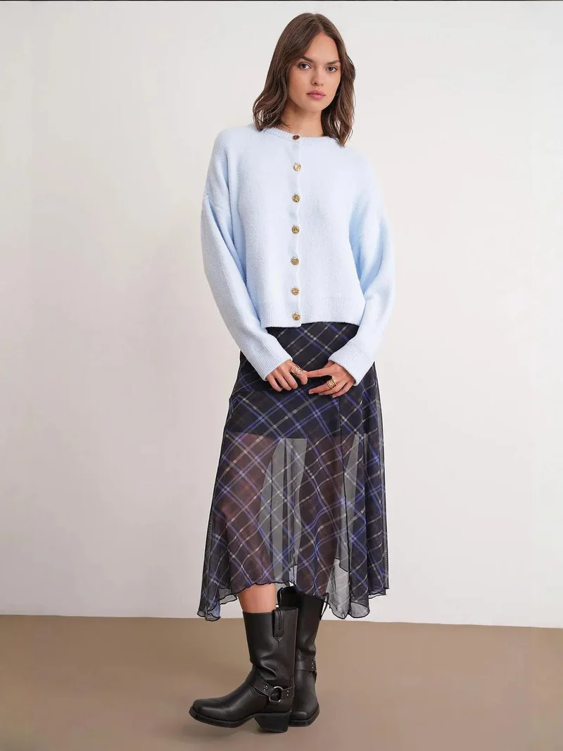 MixRay Mixray Buttoned Ribbed Knit Cardigan