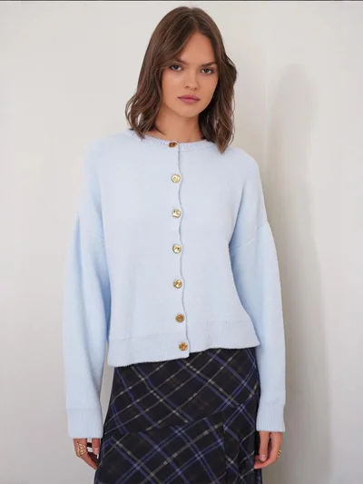 MixRay Mixray Buttoned Ribbed Knit Cardigan