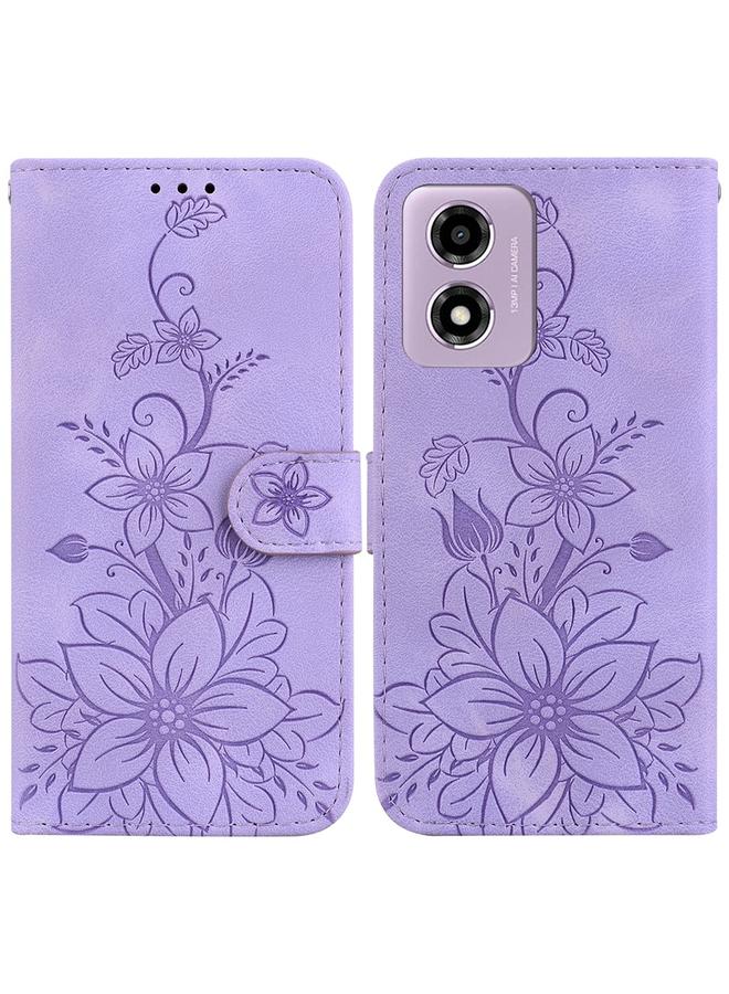 erorex Case For Motorola Moto G04s / Moto E14 Lily Embossed Leather Phone Case - Image 1