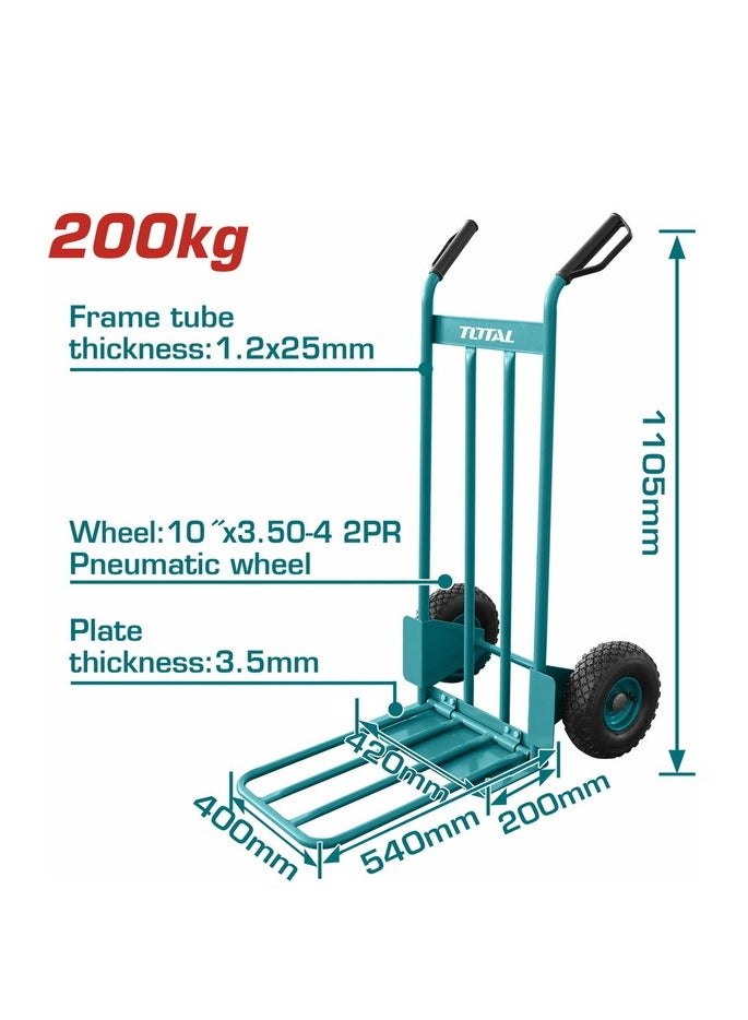 TOTAL Total Hand Trolley THTHT20771 – 200kg Capacity Heavy-Duty Cart with High Grip Handles & Pneumatic Wheels for Easy Transport 