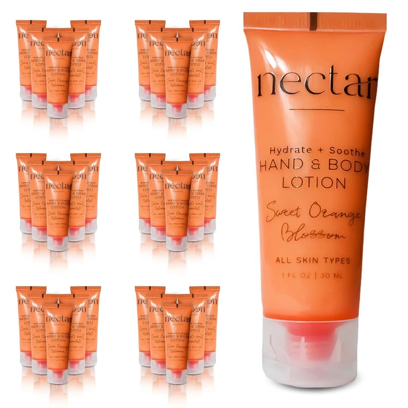Nectar Hand  Body Lotion  50 Count 1 oz  Sweet Orange Blossom Mini Travel Size Toiletries 100 Recyclable Tube with Flip Top Cap Hotel Amenities Suitable for All Skin Types