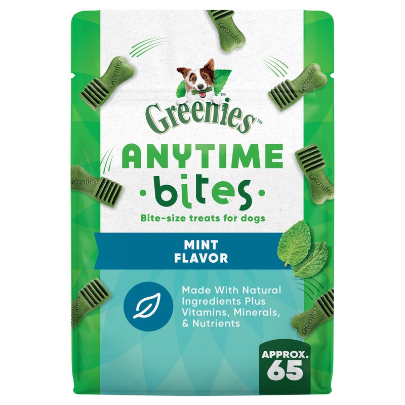 Greenies Anytime Bites Dog Treats, Mint Flavor, 10.3 oz. Bag - Image 1