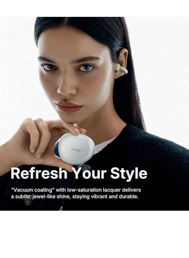 ساناج Sanag S7S AI Clip on Headphones, True Wireless Ear Clip Earbuds, Comfortable Earphones with Bluetooth 5.4, 48H Playtime, IPX4 Waterproof, Noise Cancelling fit Sports Running, Workout (Green) - Image 3