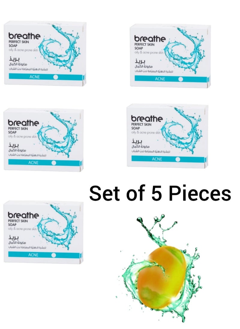 breathe - Soap That Cleanses Oily Skin That is Always Prone to Acne Problems, Set of 5 Pieces - Image 1