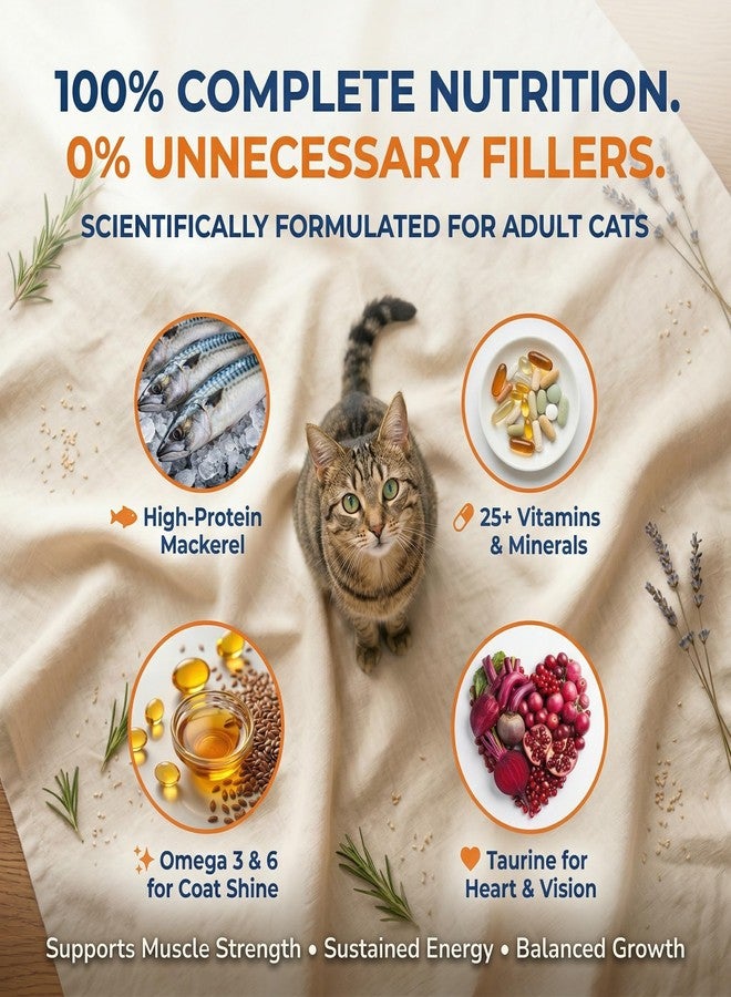 Petcrux Dry Adult Cat Food, Mackerel Fish Flavor, with Omega 3 & 6 and Taurine, Complete & Balanced Nutrition for Adult Cats, 1 kg - Image 4