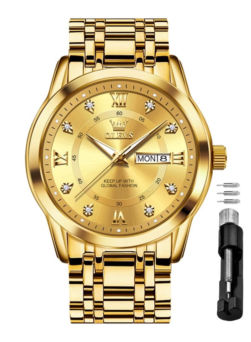 OLEVS Watch for Men Business Diamond Easy Read Men's Wrist Watches Analog Luxury Date Stainless Steel Waterproof Luminous Dress Mens - Image 1