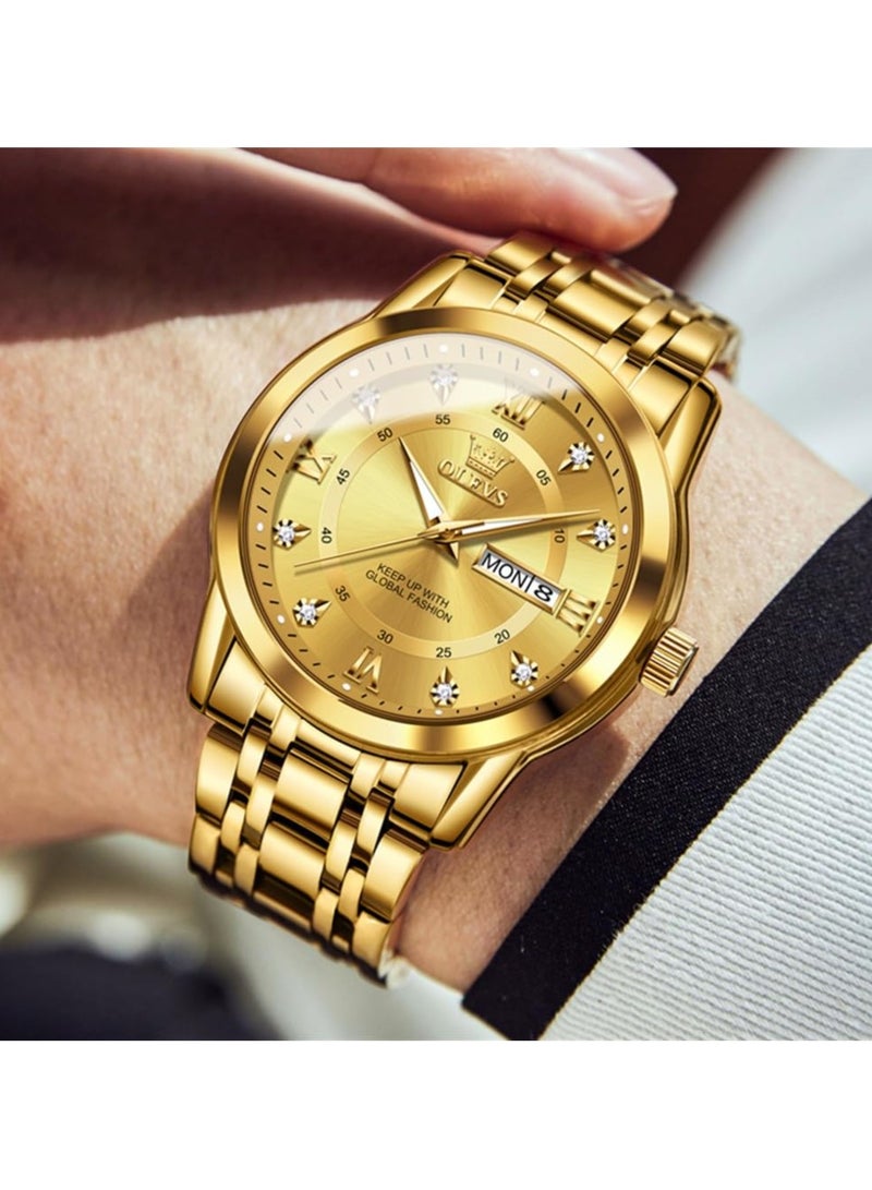 OLEVS Watch for Men Business Diamond Easy Read Men's Wrist Watches Analog Luxury Date Stainless Steel Waterproof Luminous Dress Mens - Image 2