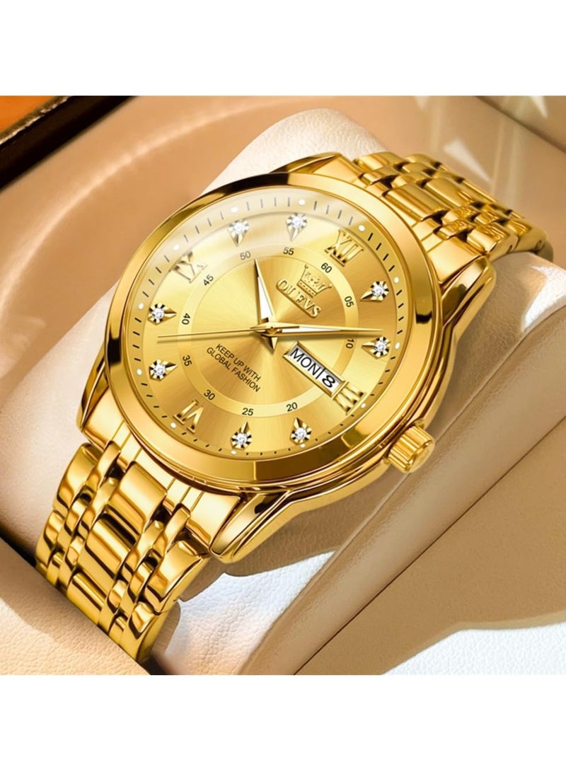 OLEVS Watch for Men Business Diamond Easy Read Men's Wrist Watches Analog Luxury Date Stainless Steel Waterproof Luminous Dress Mens - Image 3