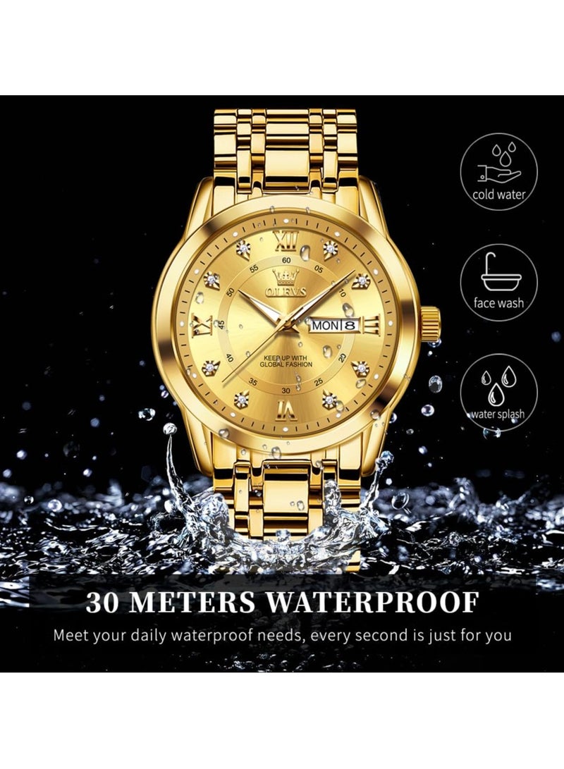 OLEVS Watch for Men Business Diamond Easy Read Men's Wrist Watches Analog Luxury Date Stainless Steel Waterproof Luminous Dress Mens - Image 4