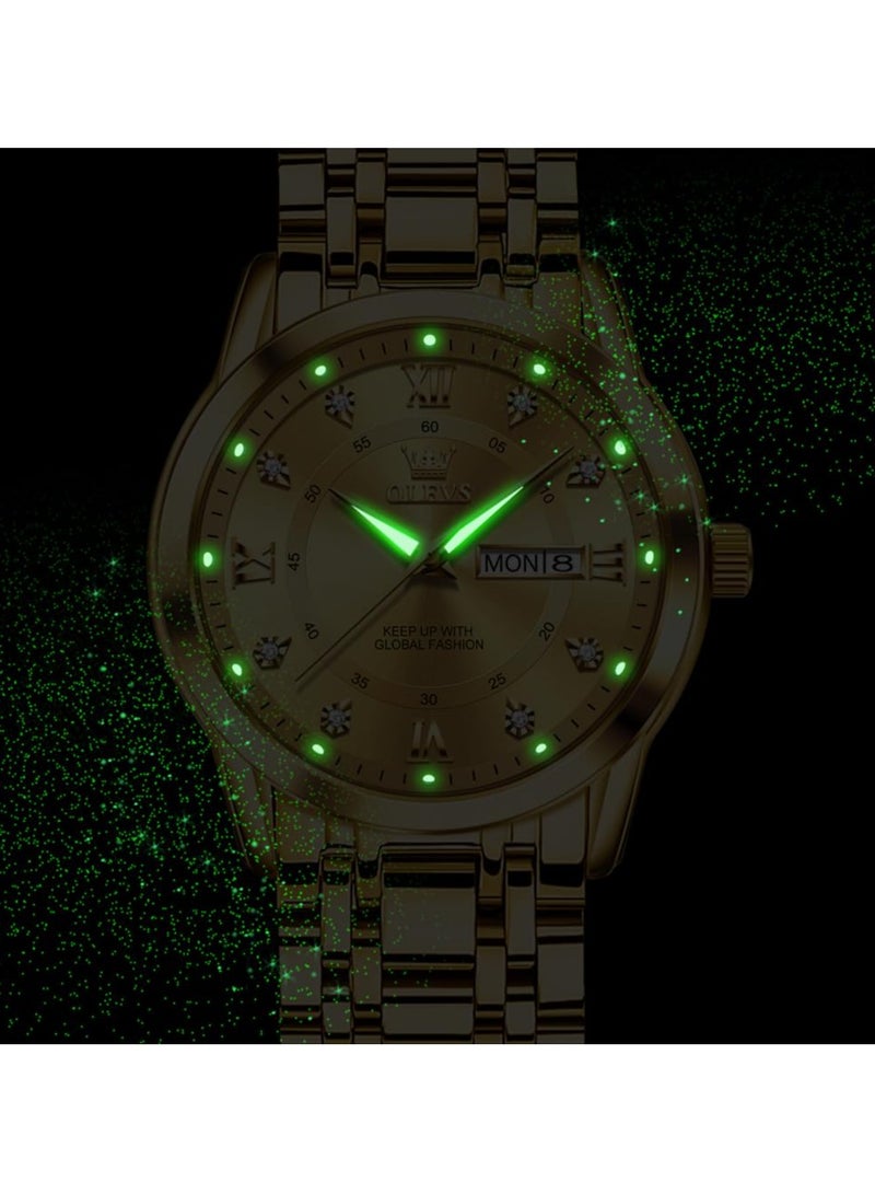 OLEVS Watch for Men Business Diamond Easy Read Men's Wrist Watches Analog Luxury Date Stainless Steel Waterproof Luminous Dress Mens - Image 5