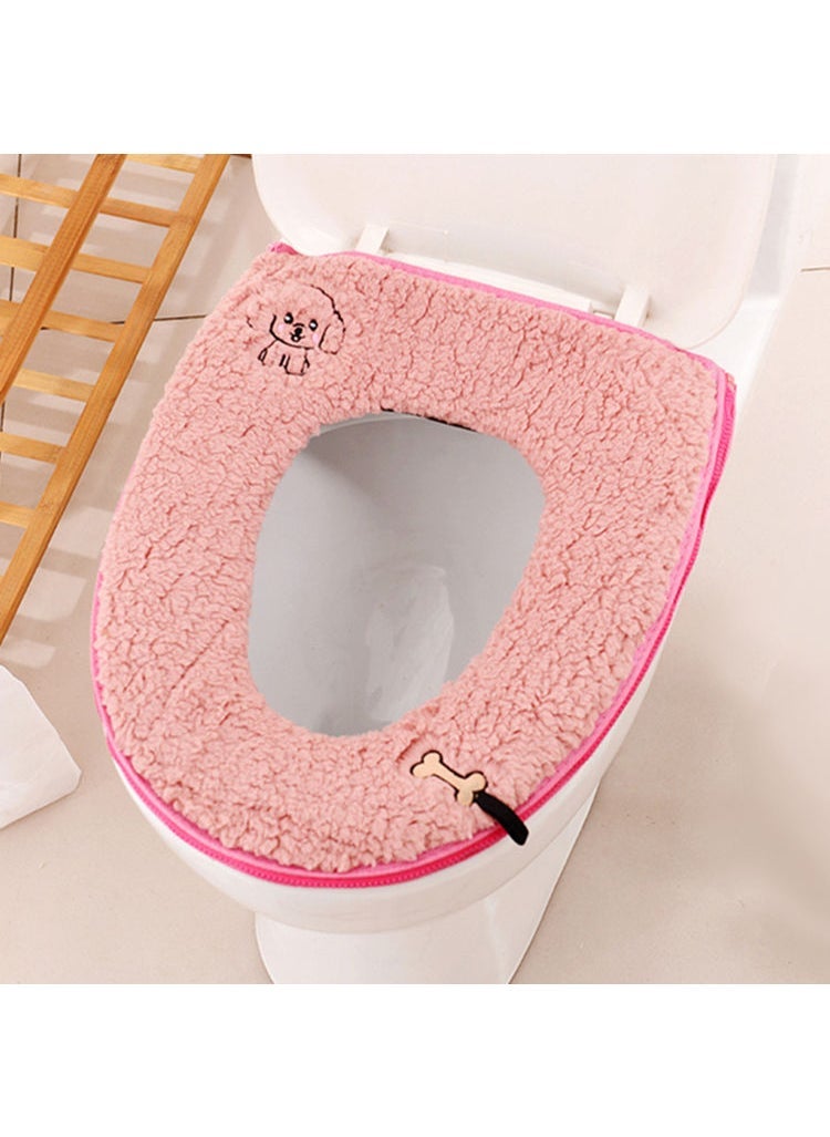 Generic Household toilet cover toilet cushion thickened toilet cover buckle zipper toilet ring manufacturers clearance buy more favorably Zipper Pink