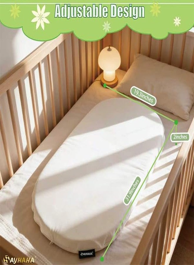 SAYHAHA Large Moses Basket Pad, 31.1"x19.3"x2",Breathable,High-Density, High-Resiliency Foam,Non-Toxic, Oval Shaped with Removable Breathable Soft Cover Fit for Moses Basket Baby Bassinet(1PC) - Image 2