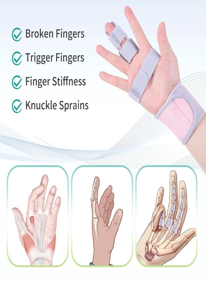 lefeke Trigger Finger Splint, Finger Brace for Middle, Index, Pinky or Ring Finger Support, Hand Splint for Broken Fingers, Arthritis, Fracture, Hand Brace with Fingers Support (Pink) - Image 2