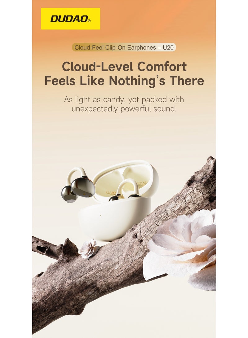 دوداو سماعات DUDAO U20 أوبن إير رينغ – سماعات أذن مفتوحة بتصميم كليب أون بتقنية بلوتوث 5.4 OWS، زمن استجابة منخفض جداً، سلك من سبائك التيتانيوم، عزل للضوضاء، بطارية تدوم 30 ساعة، خفيفة الوزن 4.9 جم - Image 4