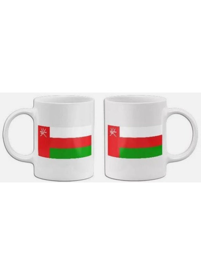 RYN فنجان قهوة سيراميك أبيض علم عمان - Image 1