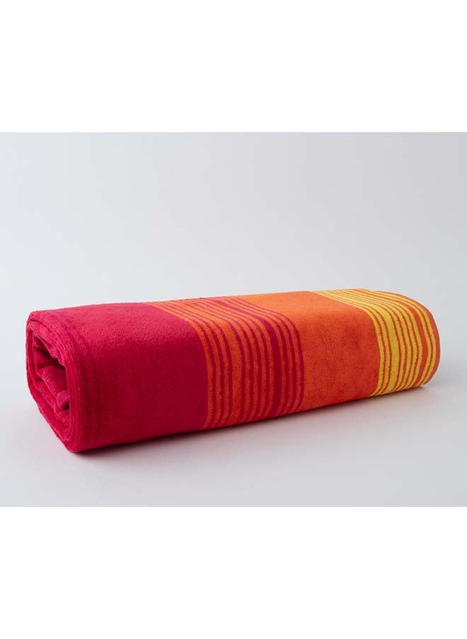 White Rose Towel Zooni 500 Gsm 100% Cotton-Pile To Pile Velor Stripe1 Bath  70X140 CmSoft Touch Extra Absorbent-Red  - Image 3