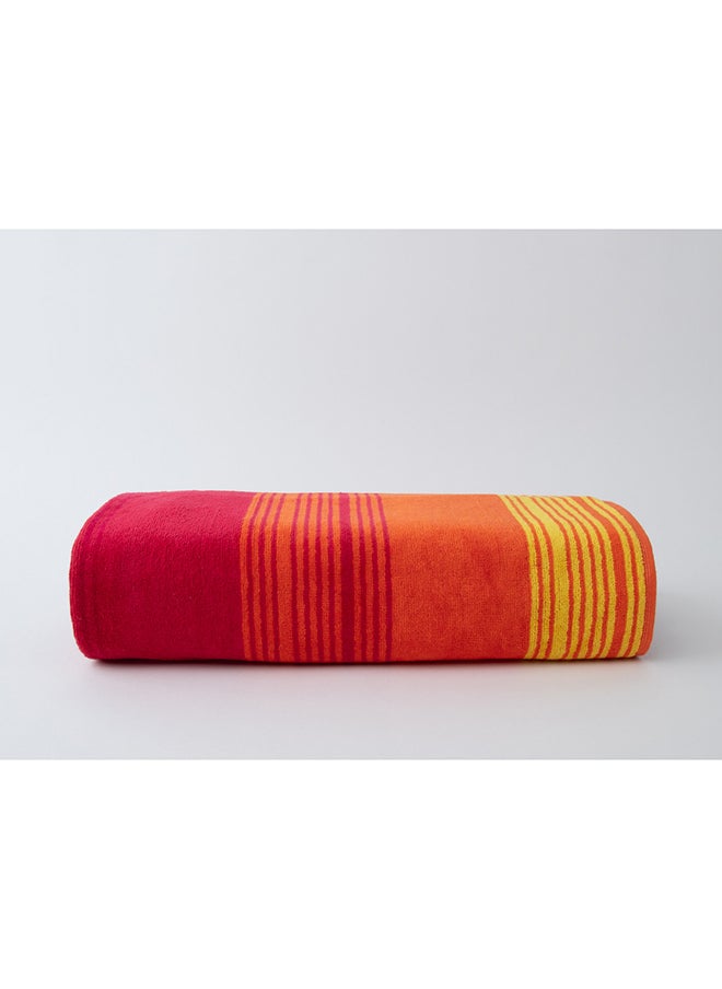 White Rose Towel Zooni 500 Gsm 100% Cotton-Pile To Pile Velor Stripe1 Bath  70X140 CmSoft Touch Extra Absorbent-Red  - Image 2