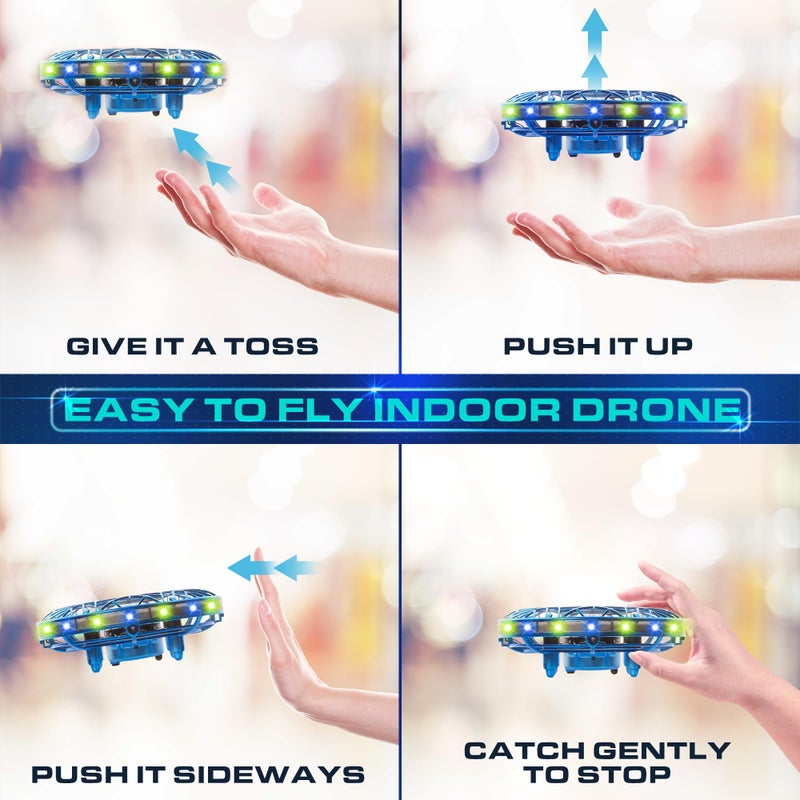 Force1 Scoot Pro Hand Operated Drone for Kids or Adults - Induction Hands Free Motion Sensors Mini Drones with Bright LED Projection, 360 Flips, Easy Indoor Small UFO Flying Orb Ball Drone Toy - Image 4