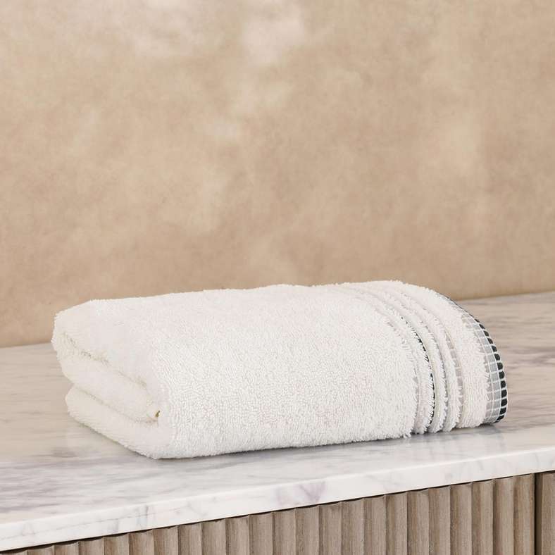 Pan Home Austin Border Hand Towel 50x90cm - White - Image 2