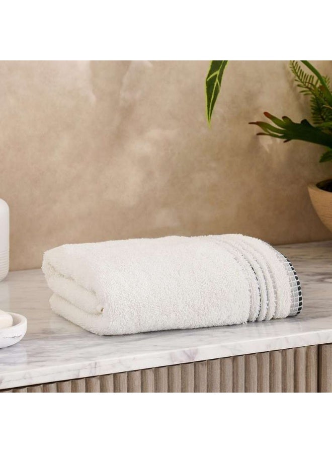 Pan Home Austin Border Hand Towel 50x90cm - White - Image 1