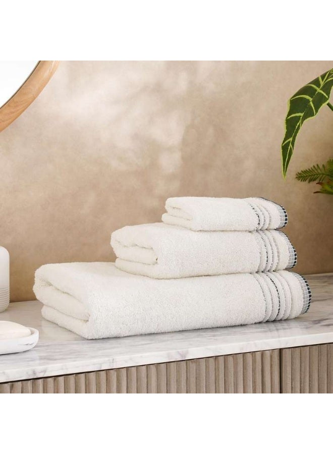 Pan Home Austin Border Hand Towel 50x90cm - White - Image 4