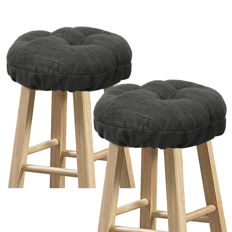 baibu Set of 2 Stool Covers Round Super Soft Round Bar Stool Cushion Covers Seat Cushion  2 Cushions OnlyGrayBlack14 35 cm
