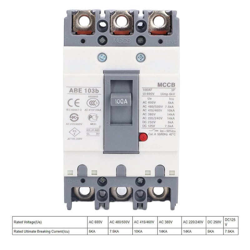 MCCB Circuit Breaker 100A Overload Protection Flame Retardant Shell Solar Battery Protector - Image 3