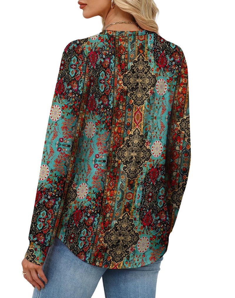 Alaroo Western Shirts for Women Tunic Tops Fall Fashion Cowgirl Outfits Basic Crewneck Sweatshirts Vintage Tees Print 4 M - Image 5